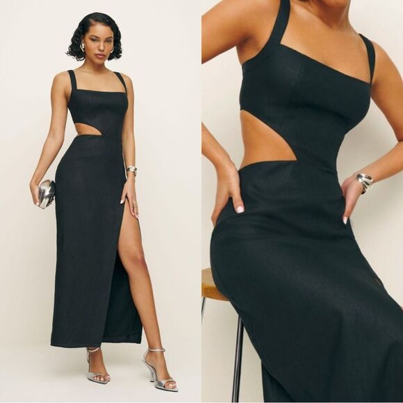 NWT Reformation Satori Linen Dress Black - Picture 1 of 15